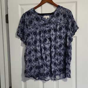 Skies Are Blue Black and White Patterned Blouse
